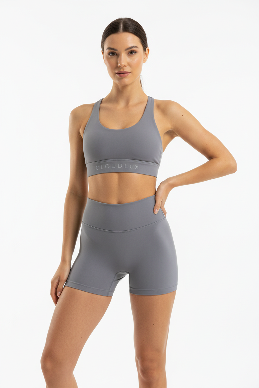 Hybrid Cloudlux High Waist Shorts - Stone Grey